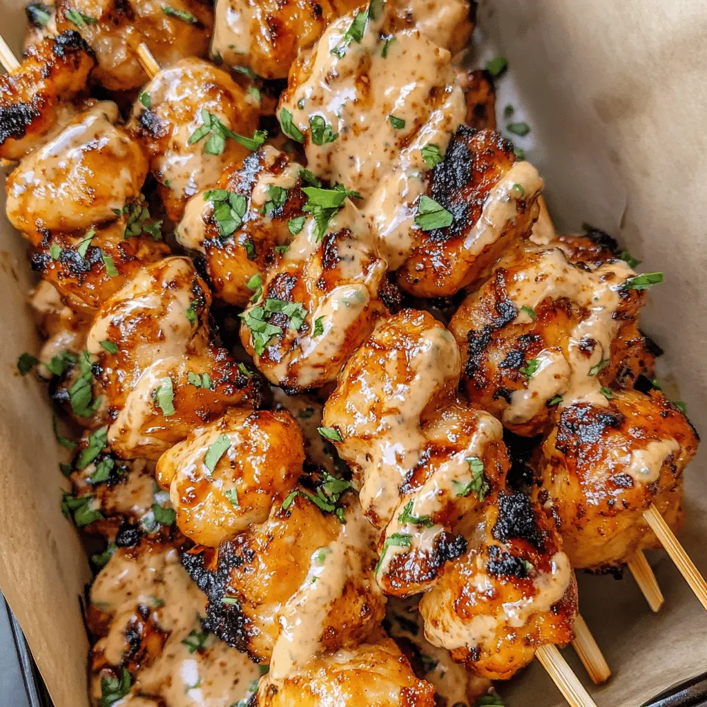 Get ready to spice up your BBQ with these Bang Bang Chicken Skewers! Tender chicken pieces are coated in a flavorful marinade, then grilled to perfection. The sweet and spicy sauce adds a delicious kick that everyone will love. Perfect for summer parties, family gatherings, or a fun weeknight dinner. Save this recipe for your next grilling adventure!