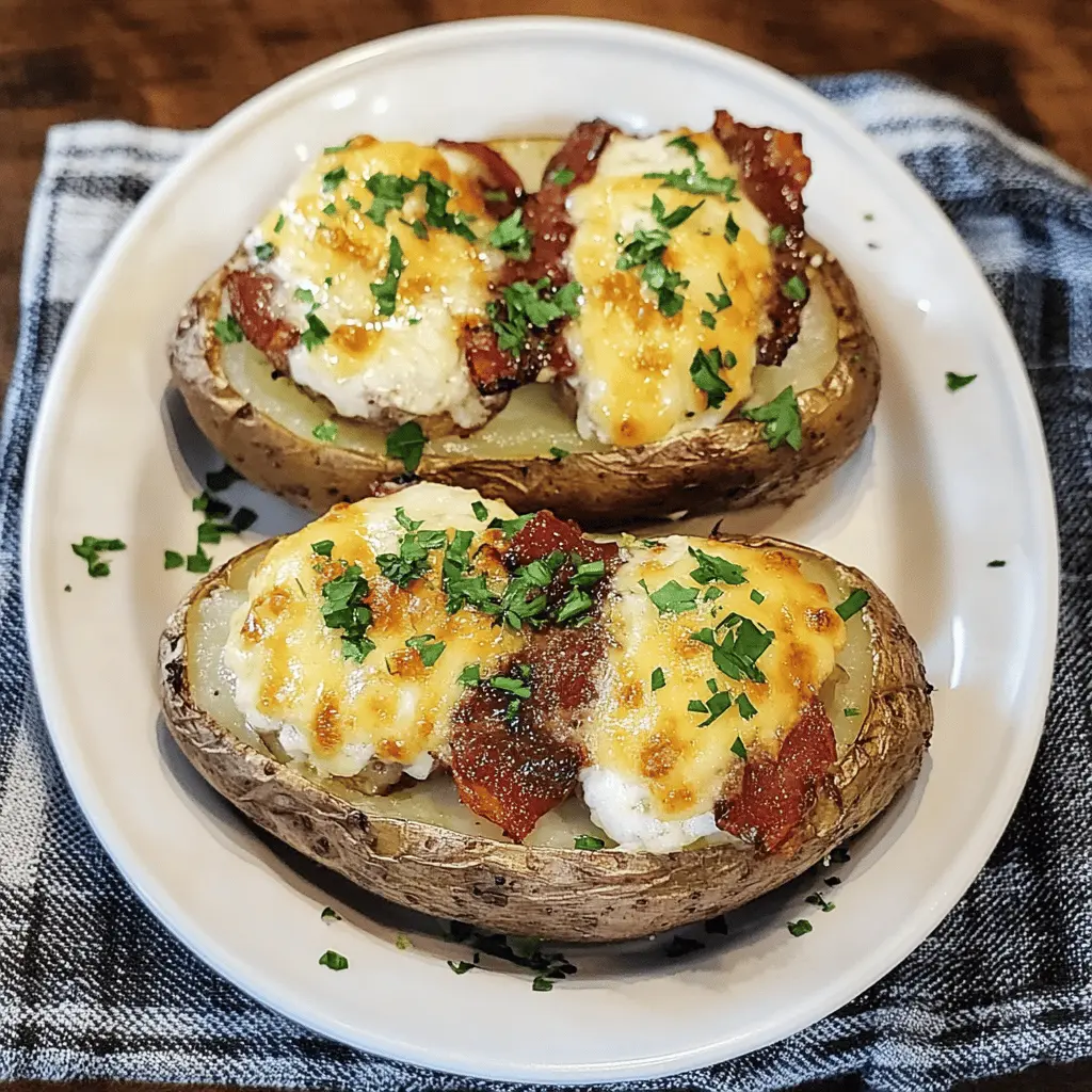 Looking for the perfect side to elevate your steak dinner? Try these Best Steakhouse Baked Potatoes! With a crisp, golden skin and fluffy inside, they're topped with creamy butter, rich sour cream, and fresh chives. These easy-to-make potatoes are a delightful addition to any meal. Save this recipe for your next family feast or special occasion!