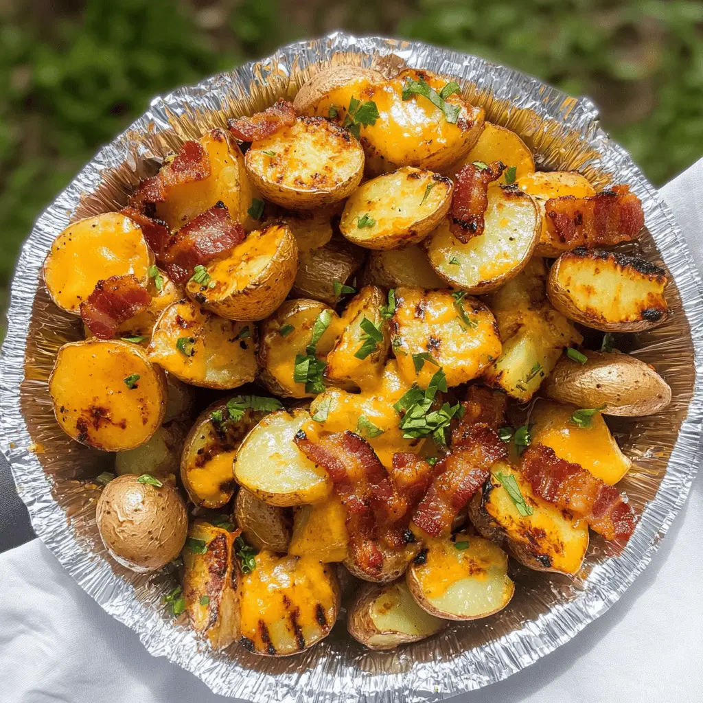 Ready for a delicious side dish? These Cheddar Bacon BBQ Grilled Potatoes are packed with flavor and the perfect addition to any outdoor gathering. With crispy bacon, melted cheddar, and a smoky BBQ kick, they’re sure to impress your guests! Save this recipe for your next BBQ or picnic and enjoy the tasty combination of potatoes and cheese!