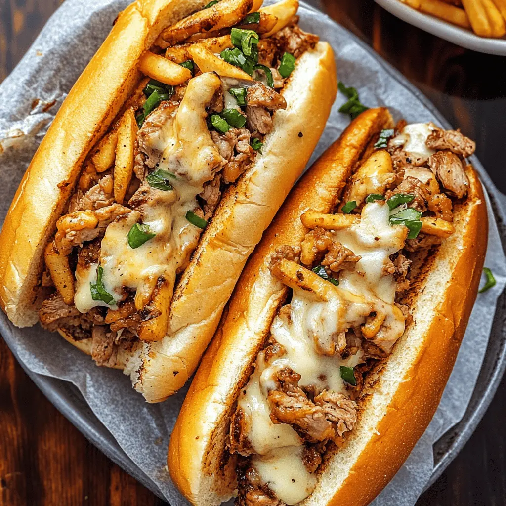 Satisfy your sandwich cravings with these mouthwatering Chicken Cheese Steak Sandwiches! Juicy chicken, melted cheese, and colorful peppers come together in a delightful combination that's perfect for lunch or dinner. Ready in just 30 minutes, it's a quick and tasty meal option your whole family will love. Don't forget to save this recipe for your next gathering or game day feast!