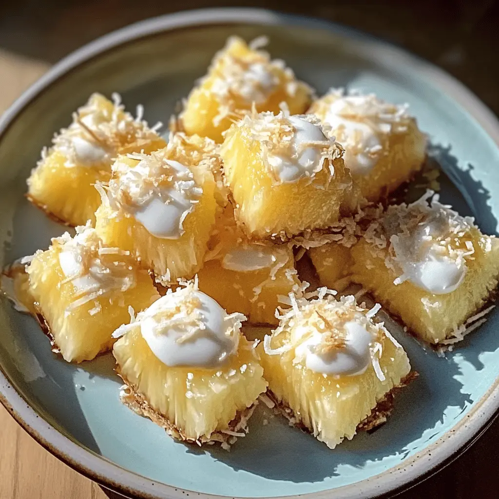 Sweet, tropical Coconut Pineapple Bites are the perfect snack to brighten your day! Combining juicy pineapple with creamy coconut, these bite-sized treats are not only delicious but also easy to make. Perfect for summer parties or a quick refreshing snack. Save this recipe to enjoy a taste of the tropics anytime!