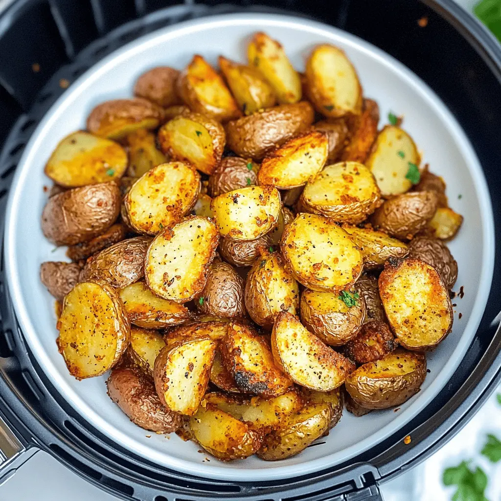 These Crispy Air Fryer Potatoes are the perfect side dish! With a golden, crunchy exterior and fluffy interior, they are packed with flavor. Made with simple ingredients, this recipe is quick and easy. Save this pin for your next family dinner or BBQ gathering - your guests will love them!