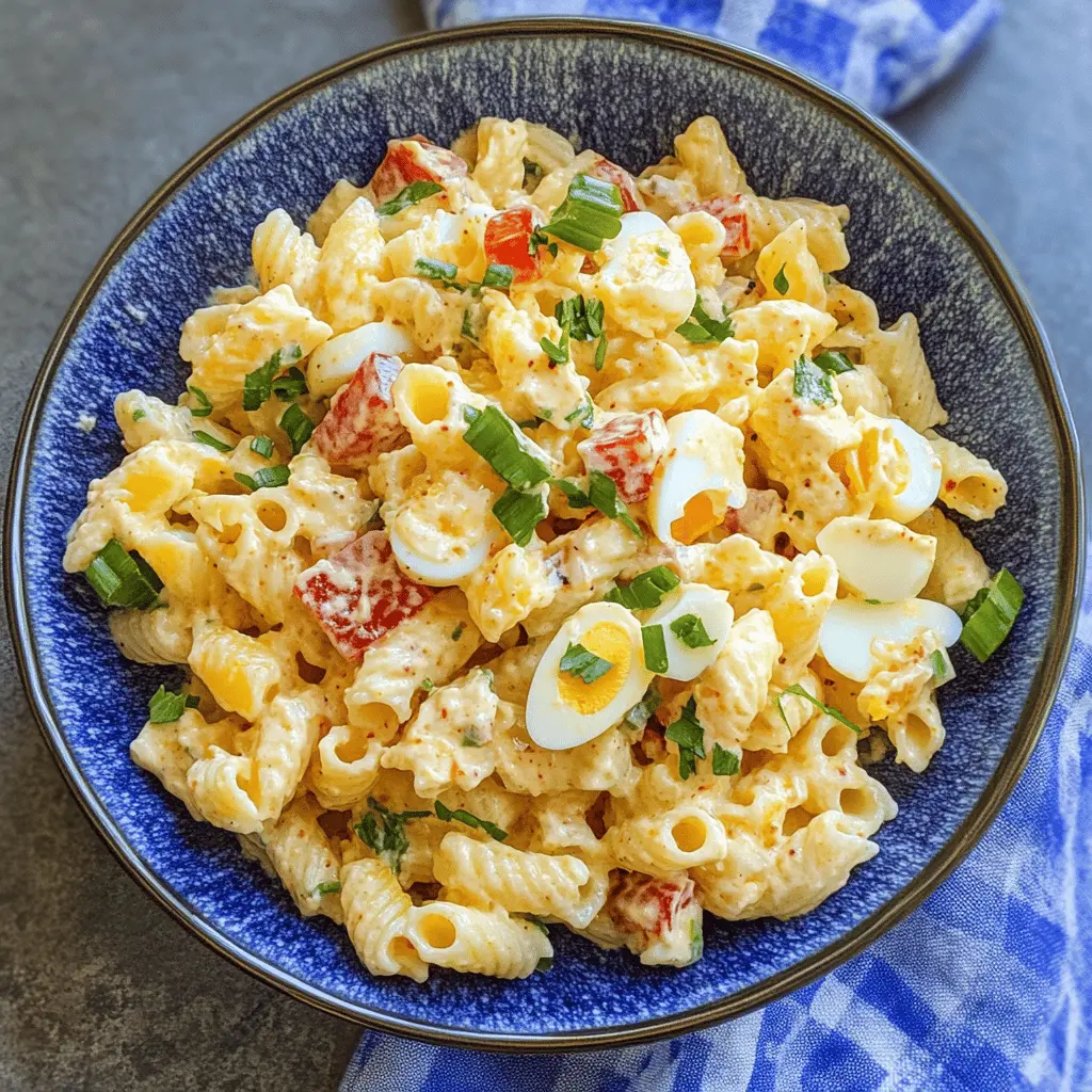 This Deviled Egg Pasta Salad is a delightful twist on a classic dish! Creamy, tangy, and packed with flavor, it features diced eggs, crunchy pickles, and a hint of mustard. Perfect for picnics, potlucks, or family gatherings, this dish is sure to please everyone. Save this recipe for your next outing and enjoy a taste of nostalgia!