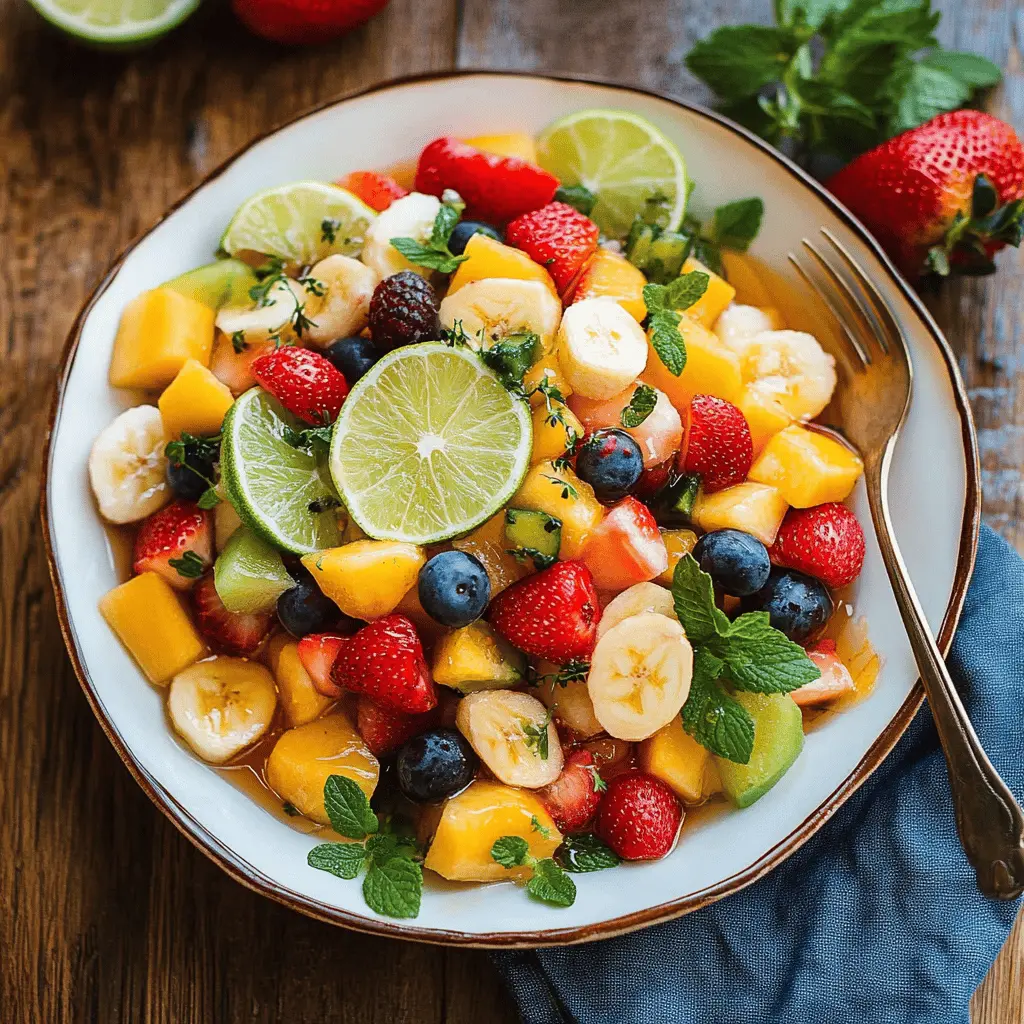 Brighten up your day with this refreshing Fruit Salad drizzled with a sweet Honey Lime Dressing! Packed with colorful fruits like berries, melons, and citrus, this dish is perfect for a light dessert or a healthy snack. Save this recipe for your next picnic, brunch, or family gathering to impress everyone with its vibrant flavors!