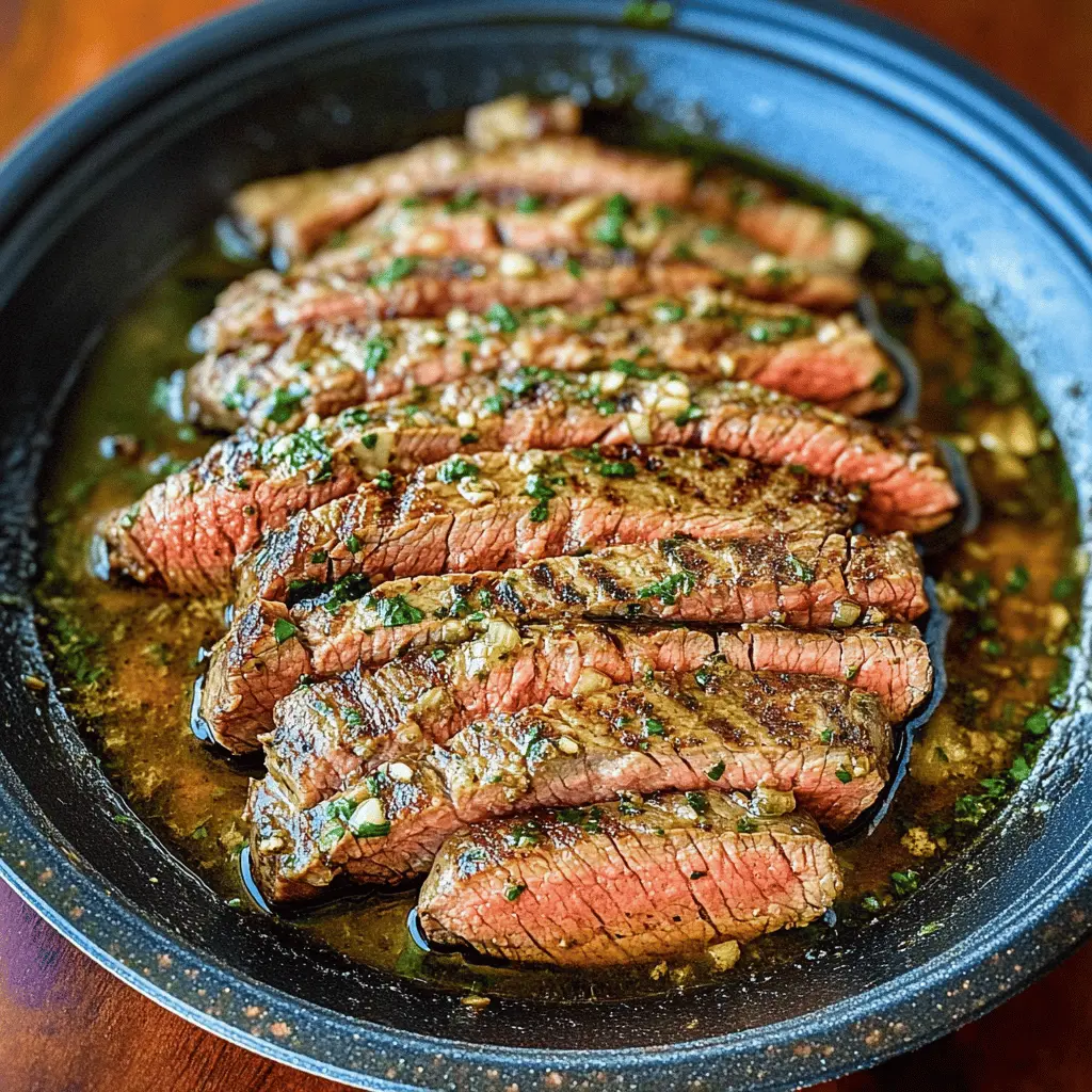 Looking for a simple yet flavorful dinner? Try this Garlic Butter Skillet Flank Steak recipe! Juicy flank steak seared to perfection and coated in rich garlic butter makes for an irresistible meal. Perfect for weeknight dinners or special occasions, you'll want to save this one for your next cooking adventure!