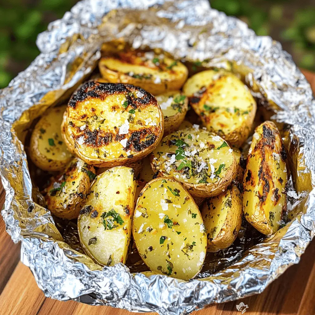Enjoy the simplicity of these Garlic Herb Grilled Potatoes wrapped in foil! With a blend of fresh herbs and garlic, these flavorful potatoes are perfect for barbecues and outdoor gatherings. Easy to prepare and bursting with taste, they'll be a hit at your next cookout. Save this recipe for a side dish that's both delicious and fuss-free!