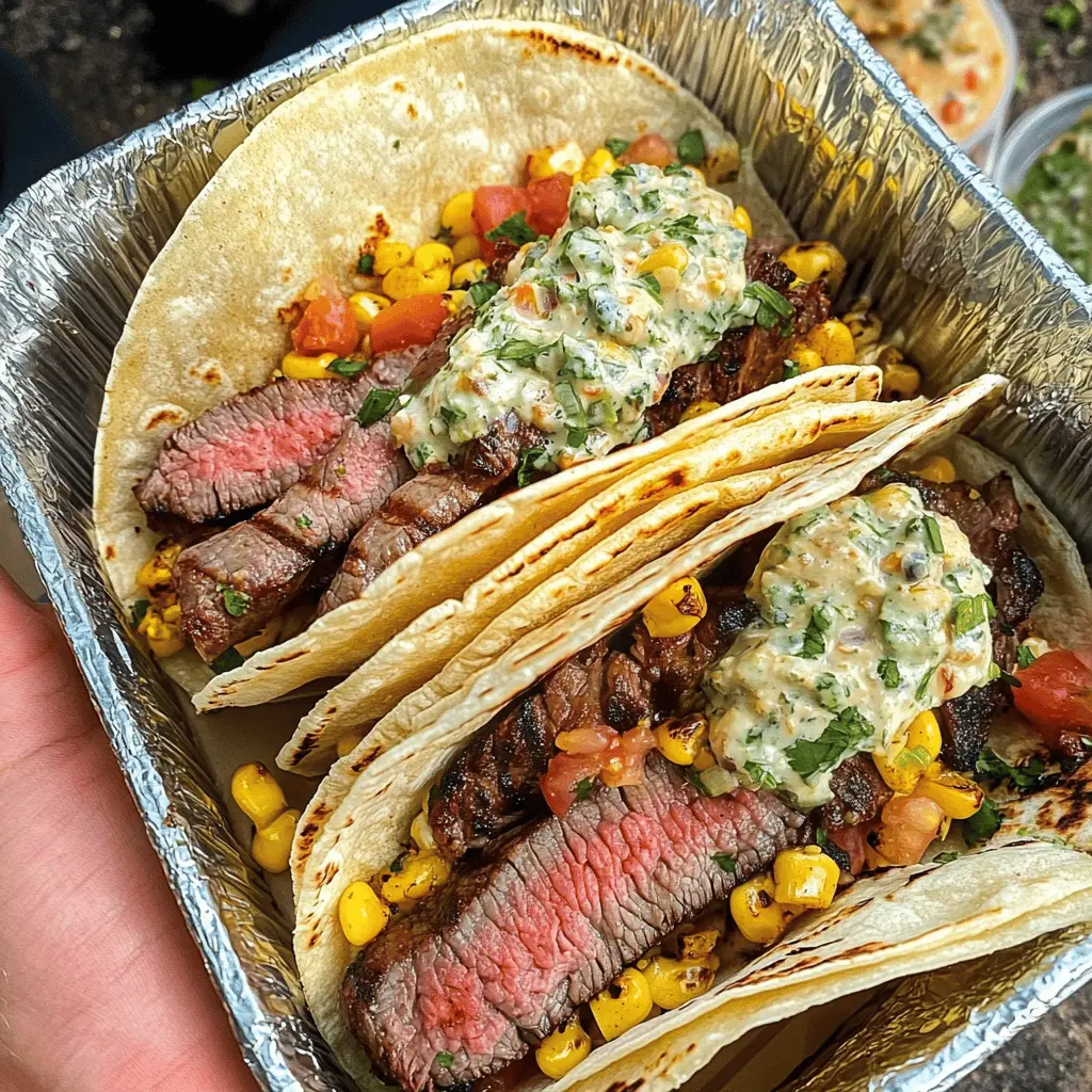 Bring the vibrant flavors of Mexico to your table with these Grilled Steak Elote Tacos! Tender grilled steak, fresh corn, and zesty cotija cheese come together in a delicious, handheld treat. Perfect for taco night or summer cookouts. Save this recipe for a fun, flavorful dish everyone will love at your next gathering! 🌮✨
