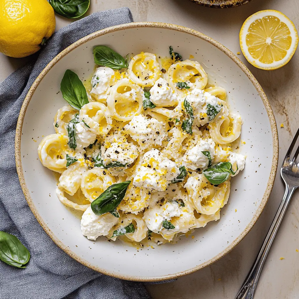 Brighten your dinner table with this Lemon Ricotta Pasta! This creamy and citrusy dish is light yet satisfying, perfect for a quick weeknight meal or a special occasion. With its smooth ricotta and zesty lemon, every bite is a burst of flavor. Save this recipe now for a delicious and refreshing pasta fix your family will love!