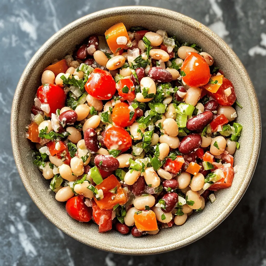 Brighten your meals with this colorful Mediterranean Bean Salad! Packed with protein-rich beans, fresh veggies, and zesty lemon, it’s perfect as a side dish or a light lunch. This salad is not only healthy but also bursting with Mediterranean flavors. Save this recipe for your next potluck or outdoor gathering!