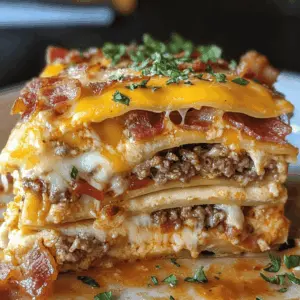 Craving a delicious twist on classic lasagna? This Parmesan Garlic Bacon Cheeseburger Lasagna blends rich flavors of savory beef, crispy bacon, and creamy cheese layers that take comfort food to the next level. Perfect for family gatherings or a cozy dinner night. Save this recipe for a hearty meal everyone will love!