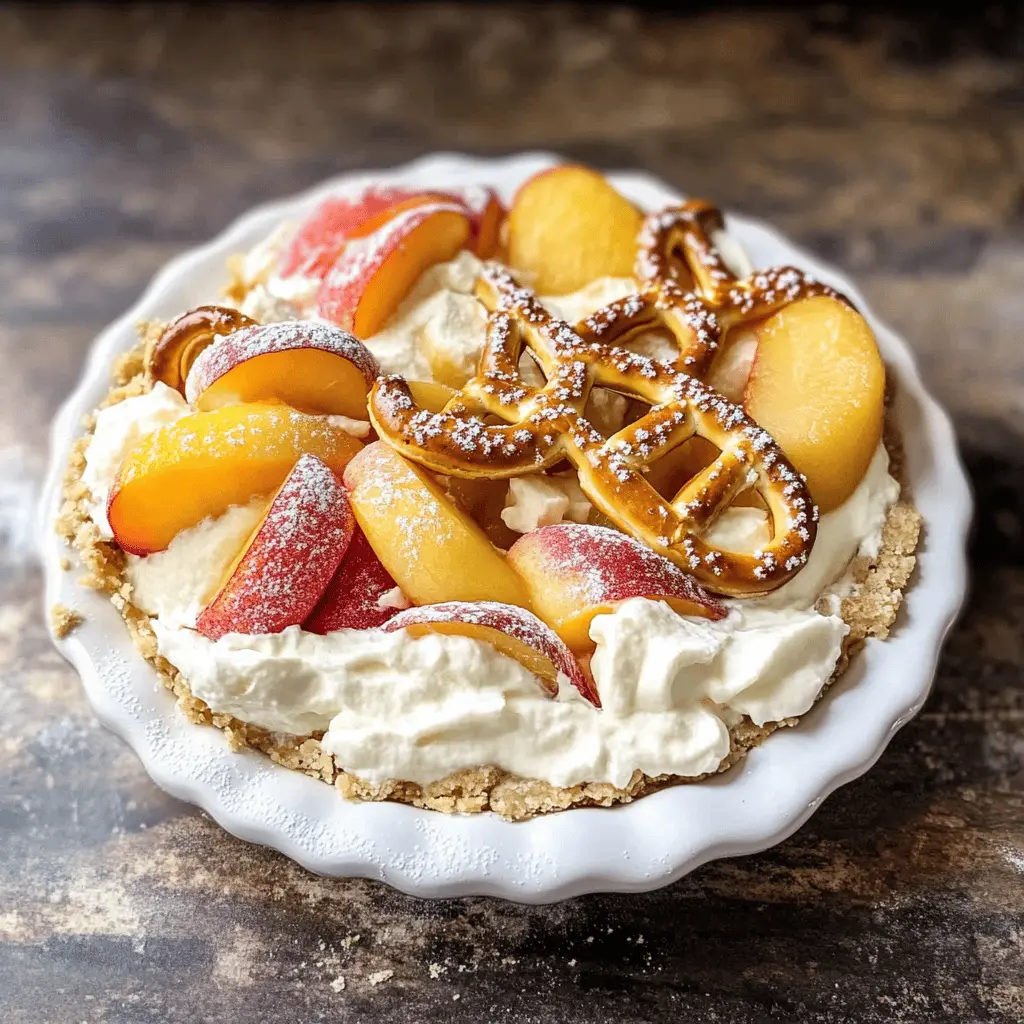 Treat your taste buds to this Peaches and Cream Pretzel Pie! With a crunchy pretzel crust, creamy peach filling, and a hint of sweetness, it's the perfect dessert for summer gatherings or family dinners. Easy to make and refreshing, save this recipe to impress your friends and family at your next barbecue or picnic! 🍑🥧✨