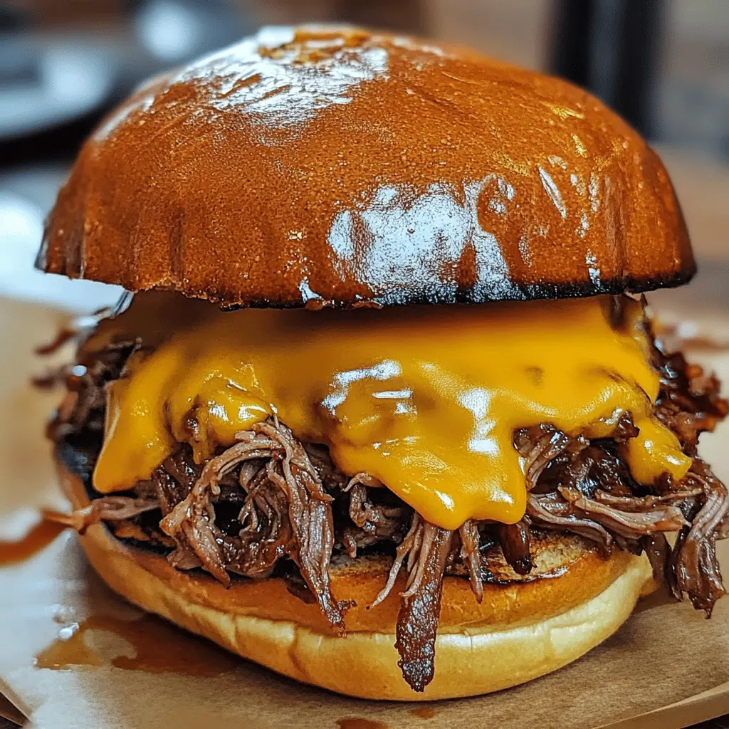 This pulled beef sandwich is a delicious blend of tender, slow-cooked beef, rich flavors, and your favorite toppings. The perfectly spiced sauce seeps into the juicy meat, making every bite a treat. Save this recipe for your next game day or family gathering, and impress your friends with a satisfying meal that’s easy to make!