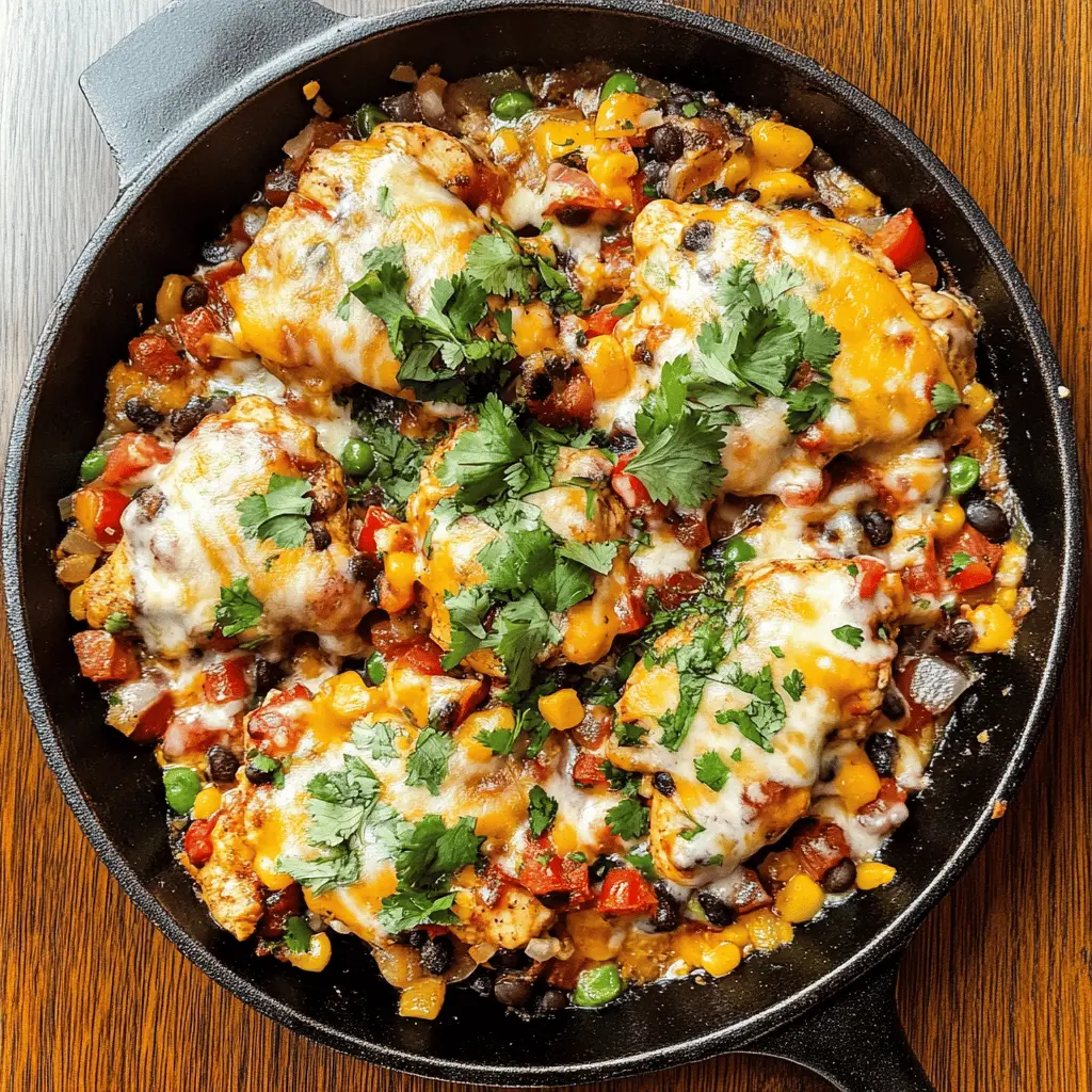 Spice up your dinner with this Santa Fe Chicken Skillet! Packed with vibrant flavors from bell peppers, black beans, and zesty spices, this one-pan meal is perfect for busy weeknights. It's not just quick to prepare but also a crowd-pleaser! Save this recipe for your next family dinner or gathering—you won’t want to miss out!