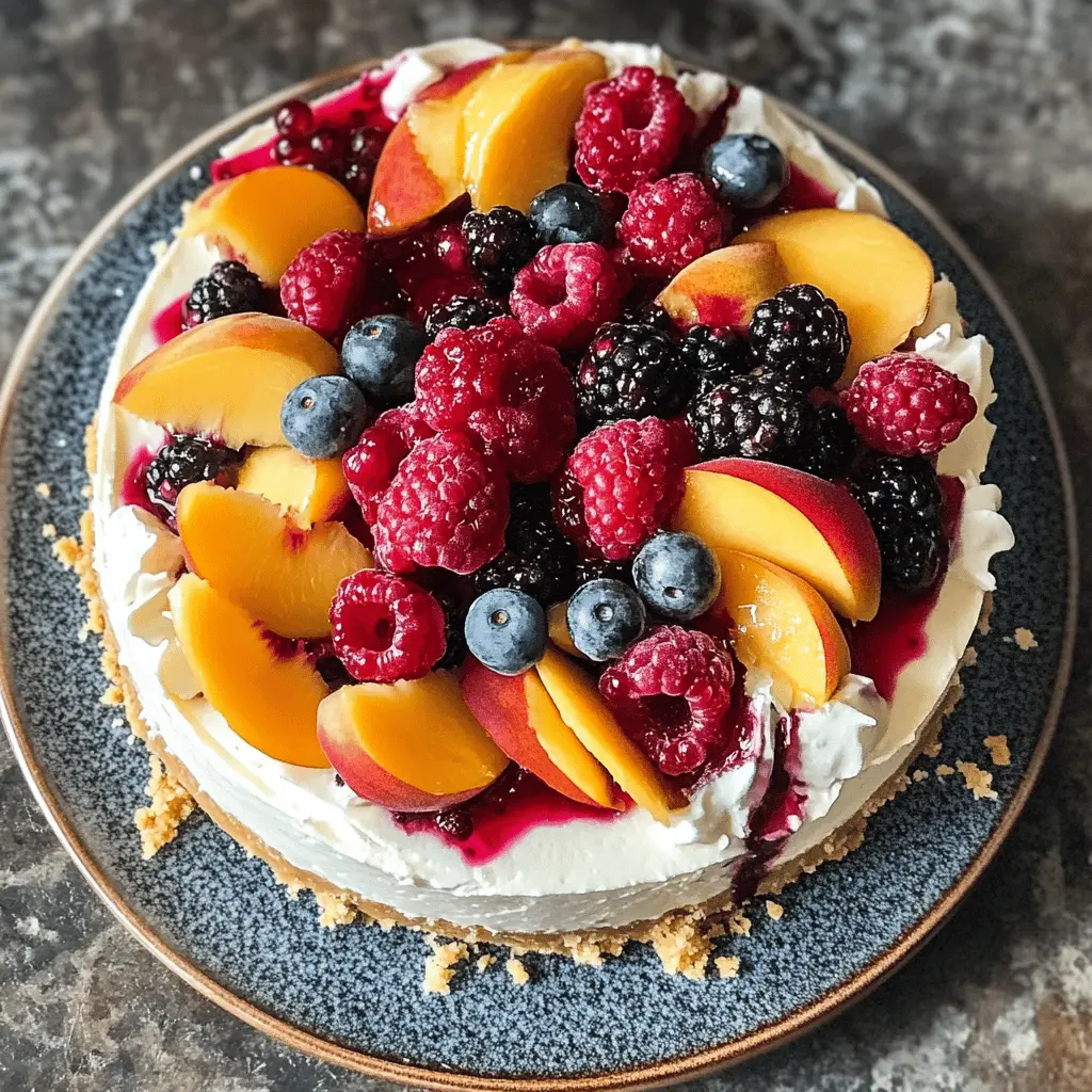 A slice of summer in every bite! This Berry and Peach Cheesecake features fresh, juicy peaches and a medley of mixed berries on a creamy, dreamy base. Perfect for gatherings or a sweet weeknight treat! Save this delicious recipe for your next summer celebration or BBQ and impress your friends with a delightful dessert!
