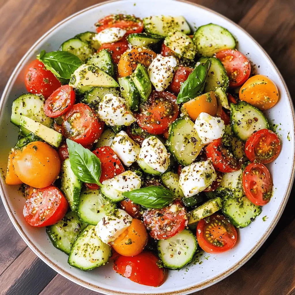 Easy Tomato Cucumber Salad with Avocado and Mozzarella