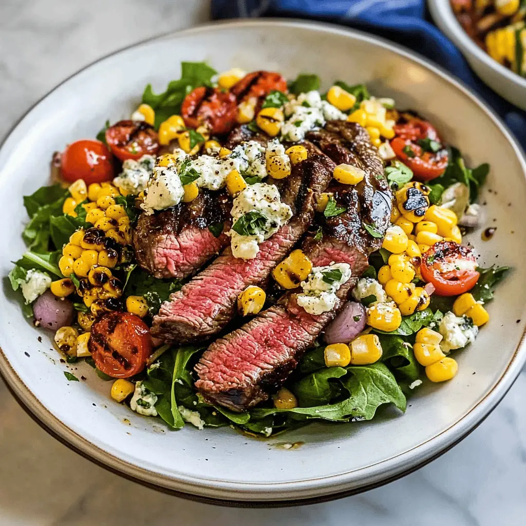 Easy Balsamic Steak Salad with Grilled Corn and Gorgonzola