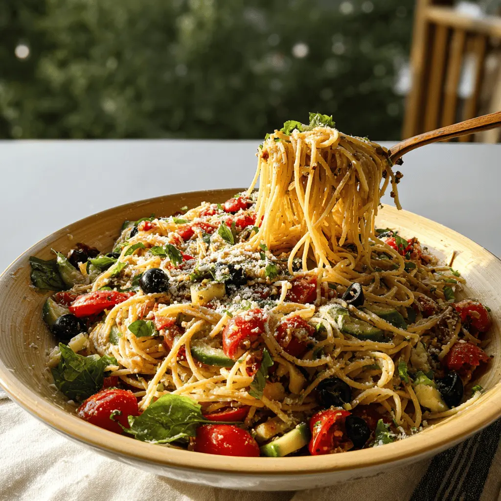 Easy California Spaghetti Salad with Fresh Veggies