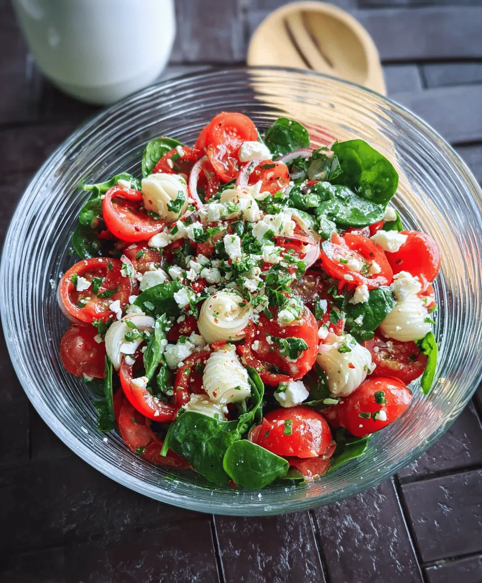 Easy Spinach Tomato Salad With Feta Cheese