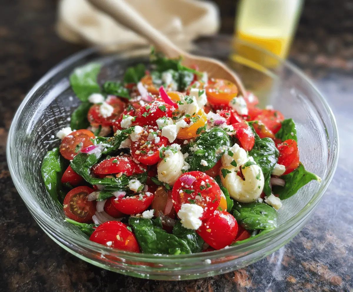 Easy Spinach Tomato Salad With Feta Cheese