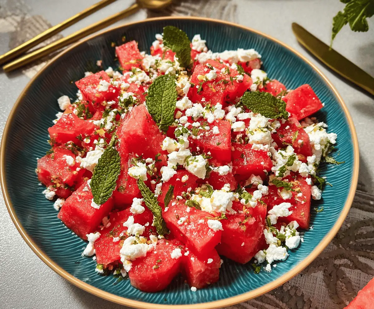 Easy Watermelon Salad with Feta and Fresh Mint