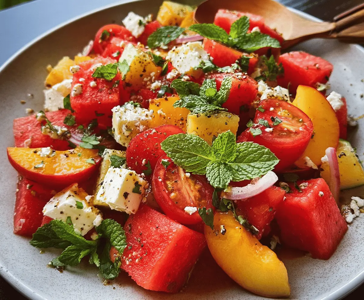 Easy Peach Watermelon Salad Recipe for Summer