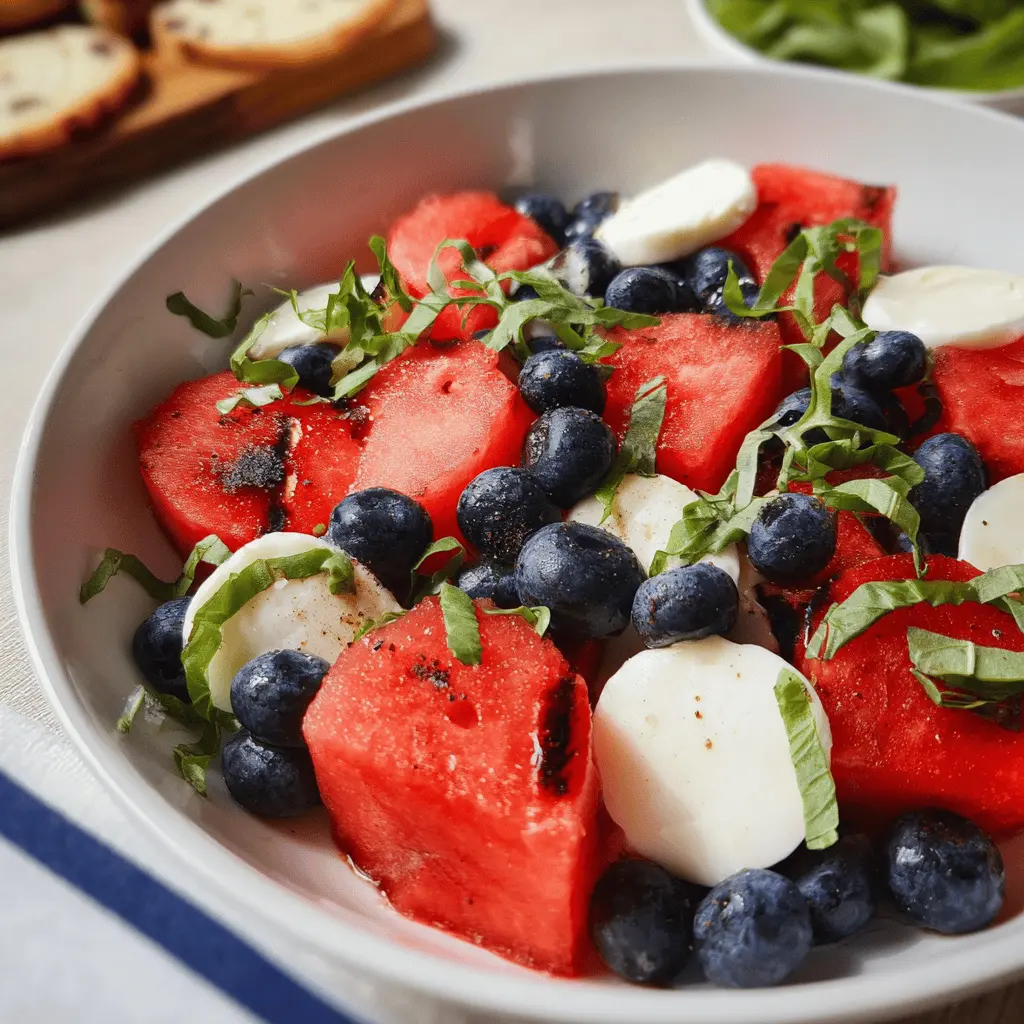Fresh Watermelon Blueberry Caprese Salad Recipe