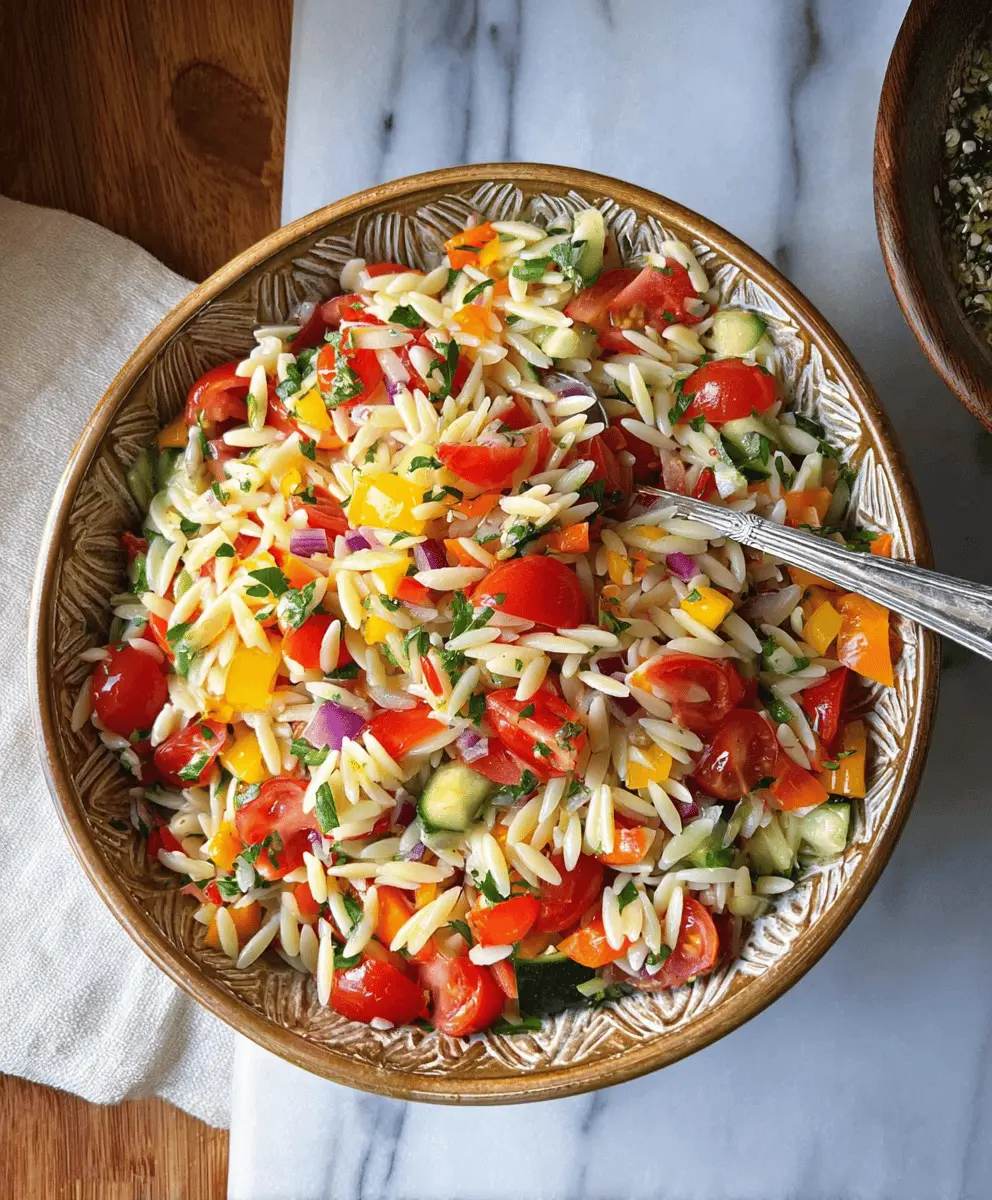 Easy Rainbow Orzo Salad with Fresh Veggies