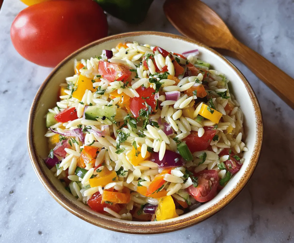 Easy Rainbow Orzo Salad with Fresh Veggies