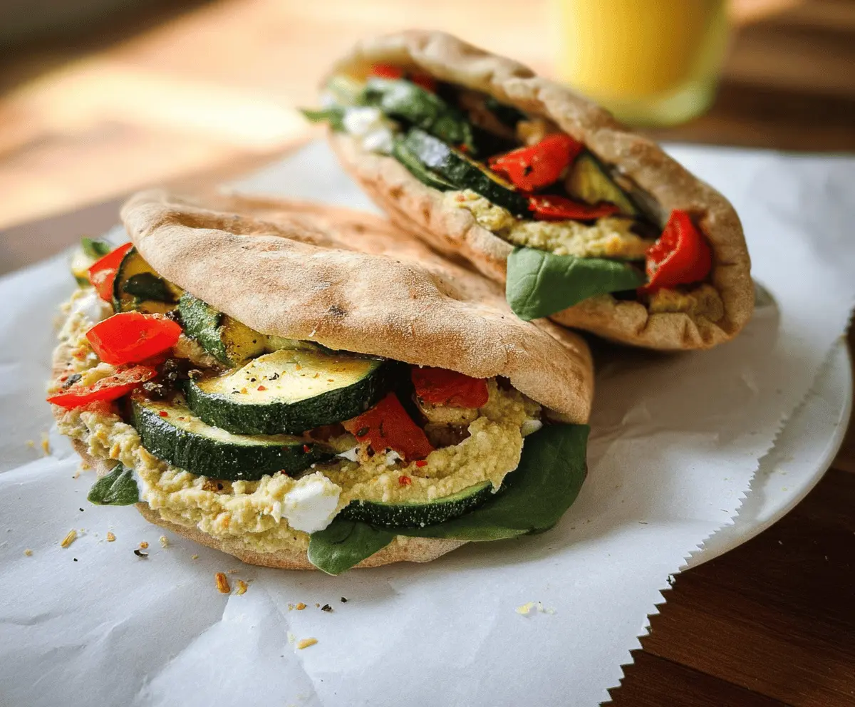 Healthy Zucchini Hummus Pita Sandwiches