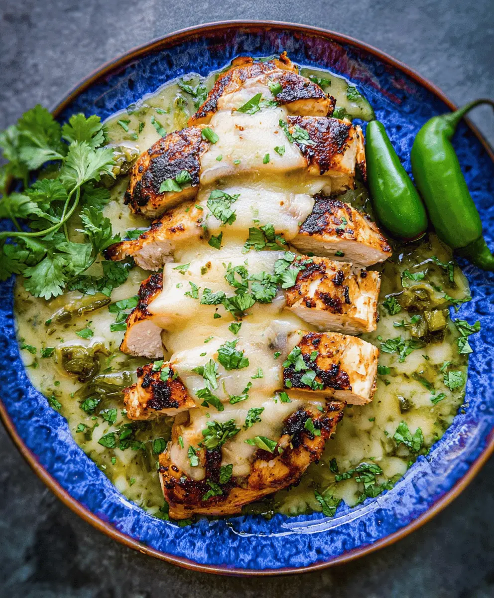 Cheesy Grilled Salsa Verde Pepper Jack Chicken