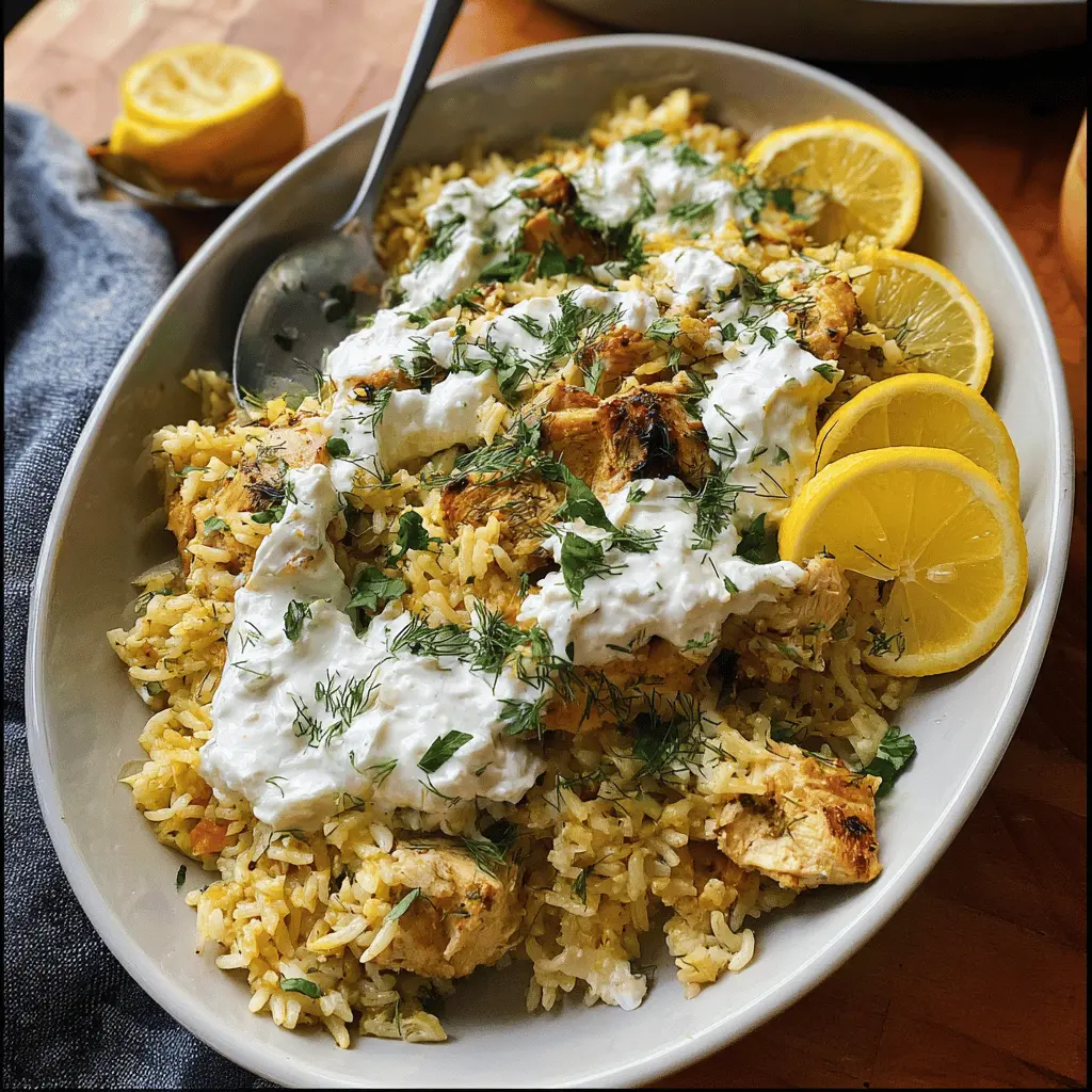 Easy Dump and Bake Chicken Tzatziki Rice Recipe