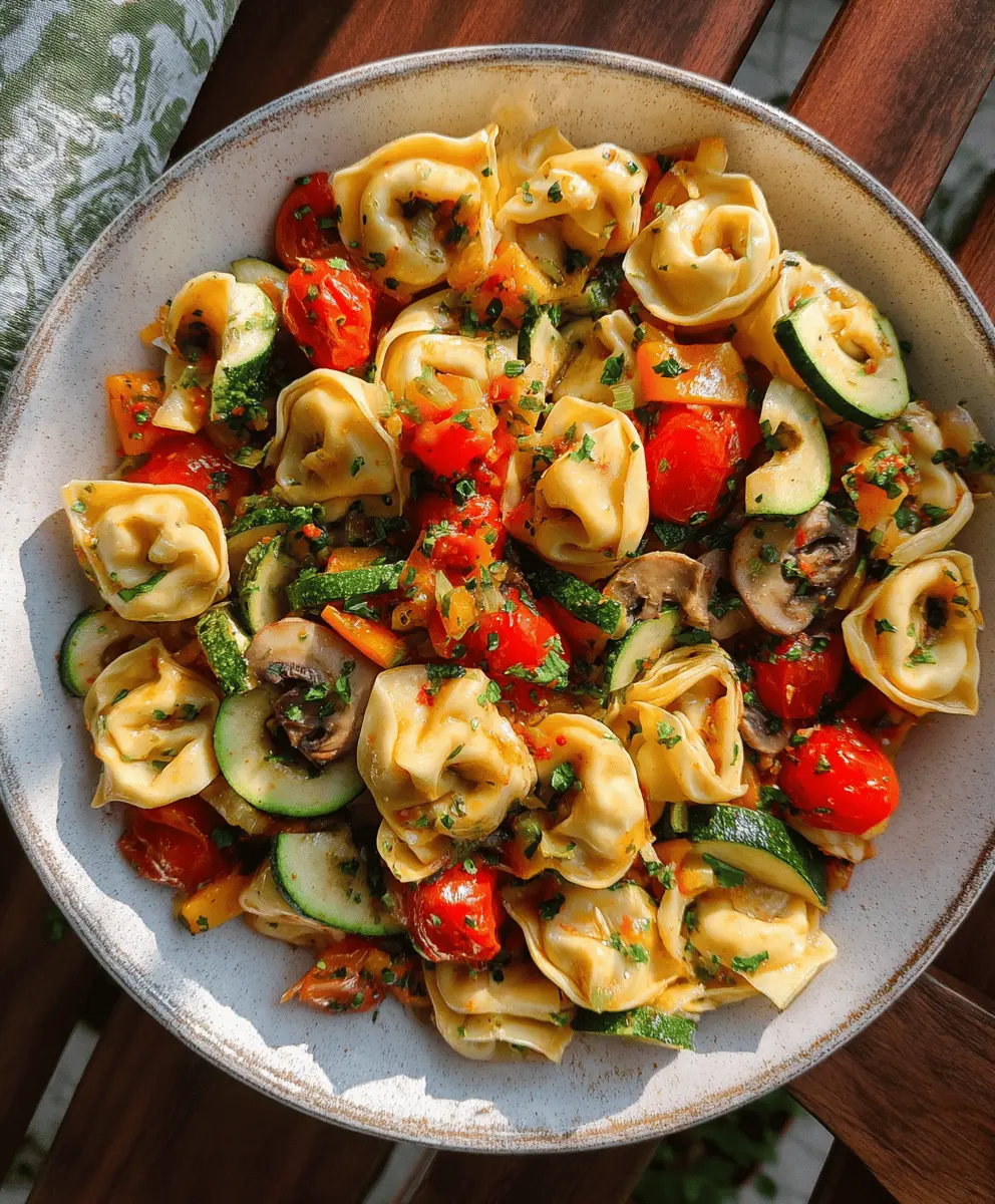 Creamy Tortellini with Sautéed Vegetables Recipe