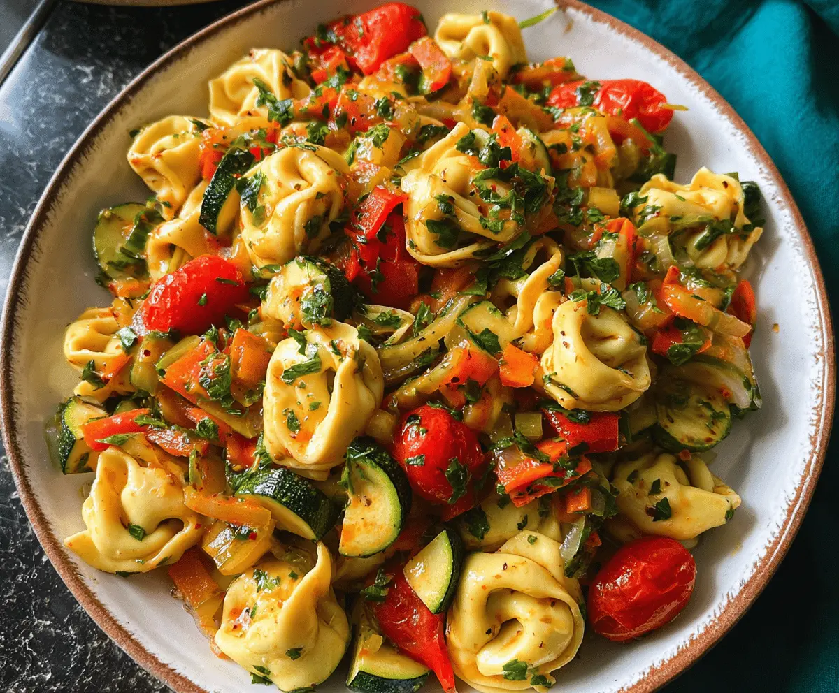 Creamy Tortellini with Sautéed Vegetables Recipe