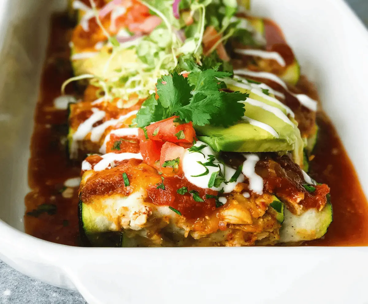 Easy Keto Chicken Zucchini Enchiladas Low Carb Recipe