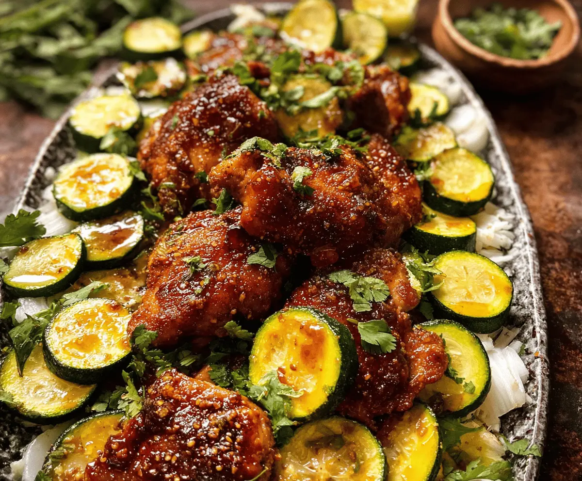 Easy Sheet Pan Hot Honey Garlic Chicken with Zucchini