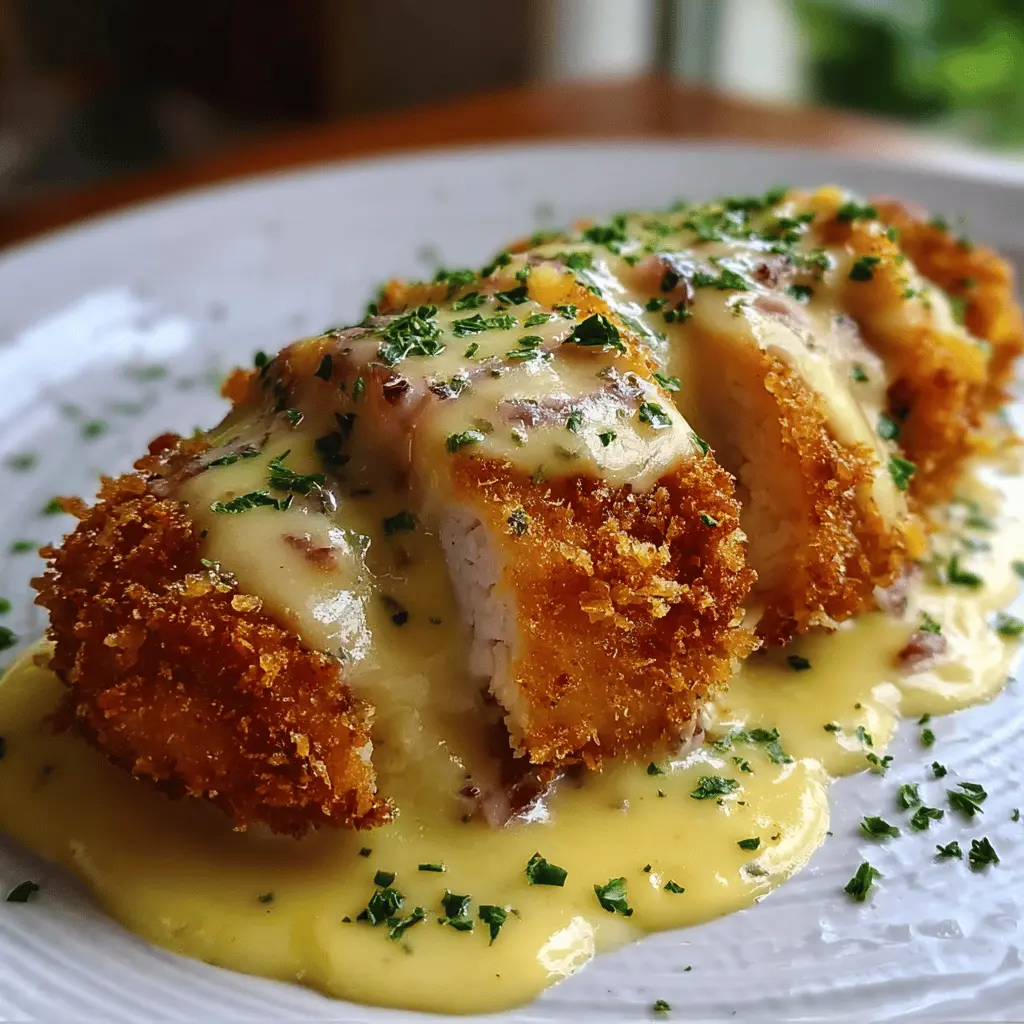 Crispy Chicken Cordon Bleu with Creamy Dijon Sauce