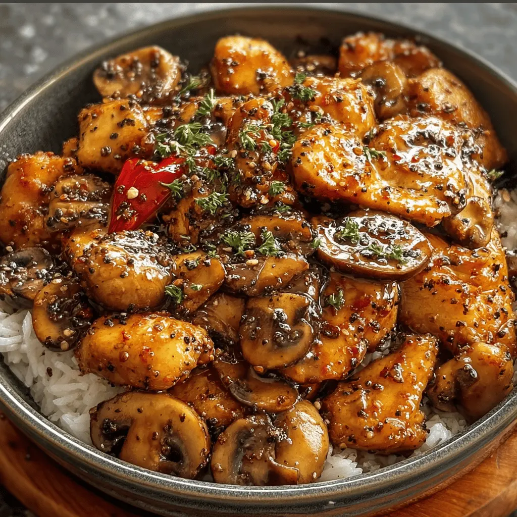 Savory Black Pepper Chicken with Mushrooms