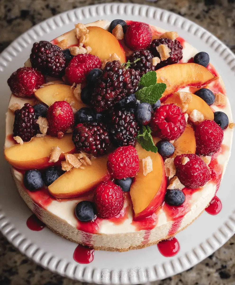 Summer Berry and Peach Cheesecake Recipe