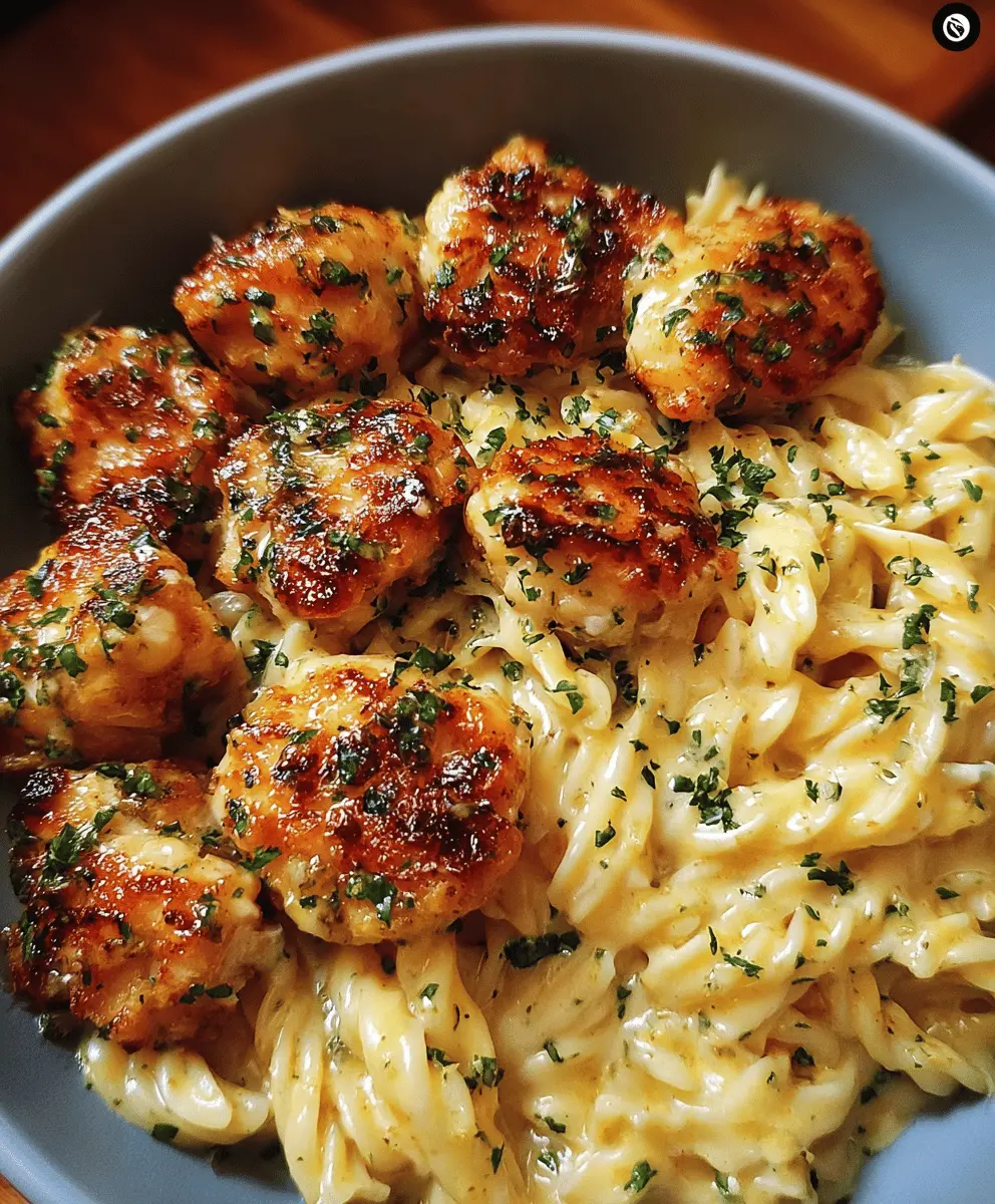 Garlic Butter Chicken Bites with Creamy Parmesan Pasta
