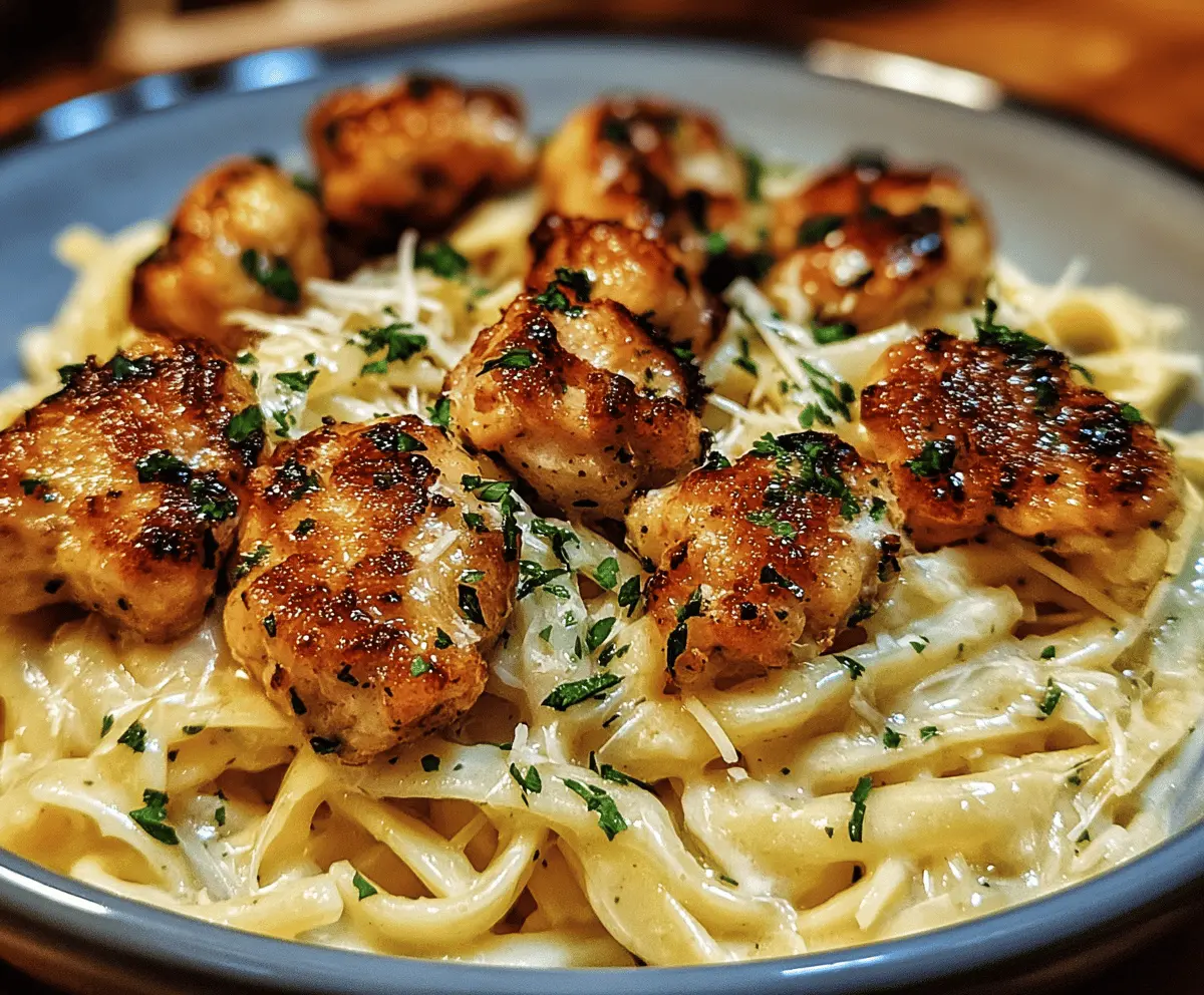 Garlic Butter Chicken Bites with Creamy Parmesan Pasta