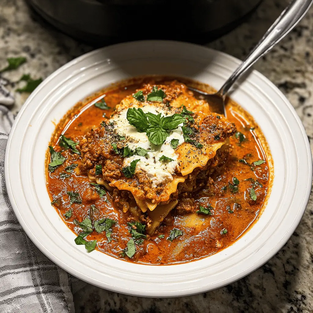 Easy Crockpot Lasagna Soup Recipe