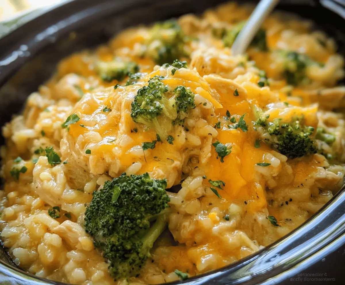 Easy Crockpot Cheesy Chicken Broccoli Rice