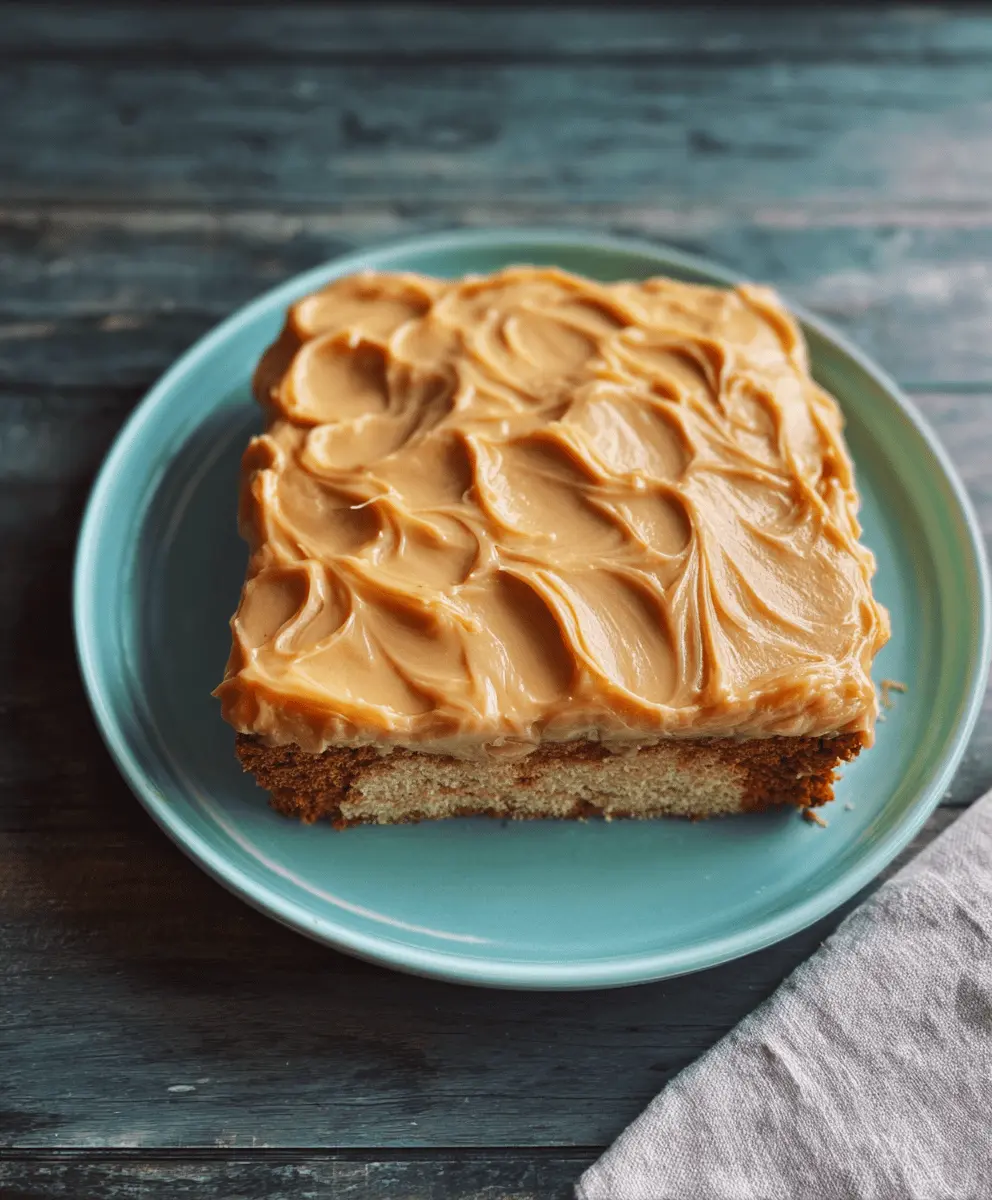 Moist Peach Cake with Brown Sugar Frosting