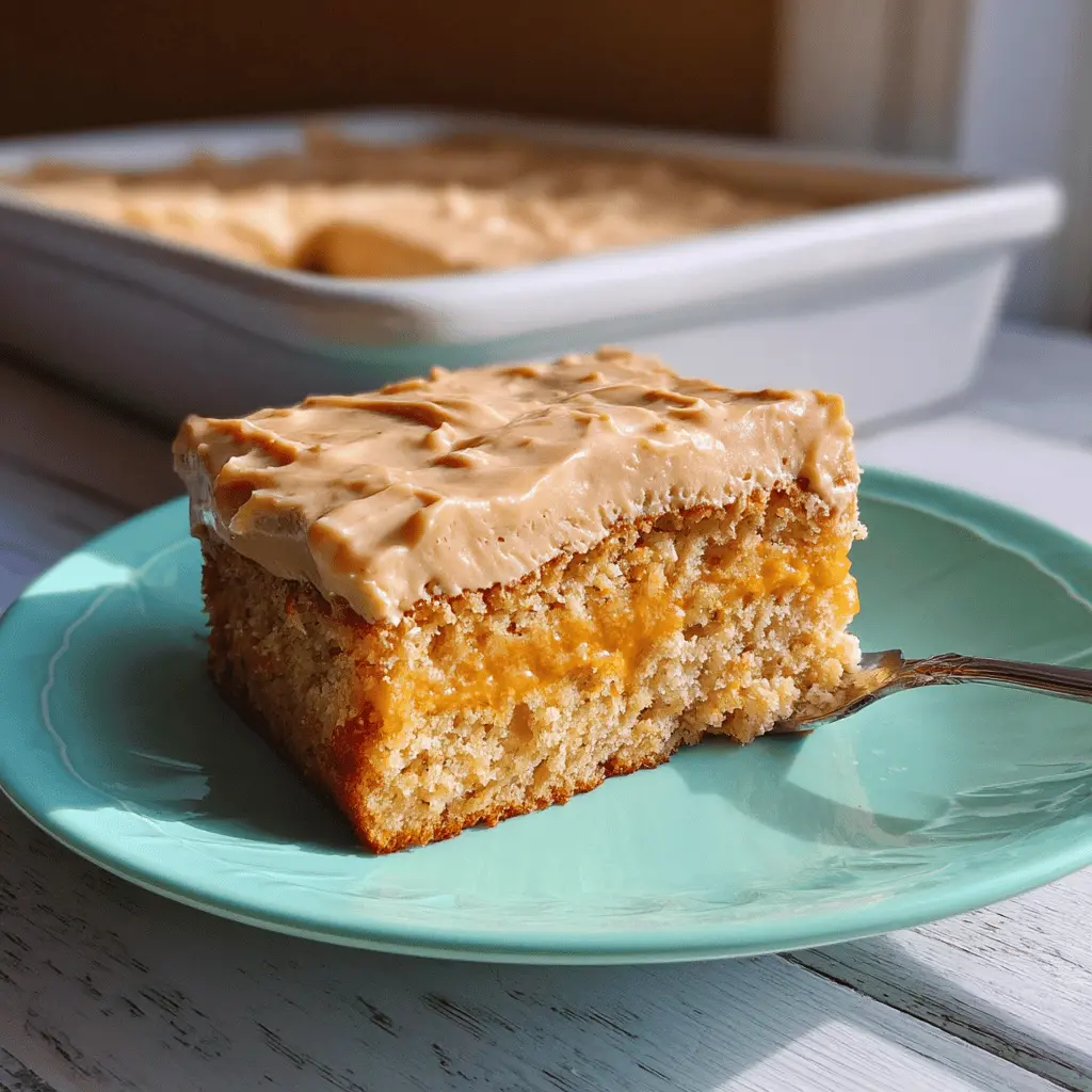Moist Peach Cake with Brown Sugar Frosting