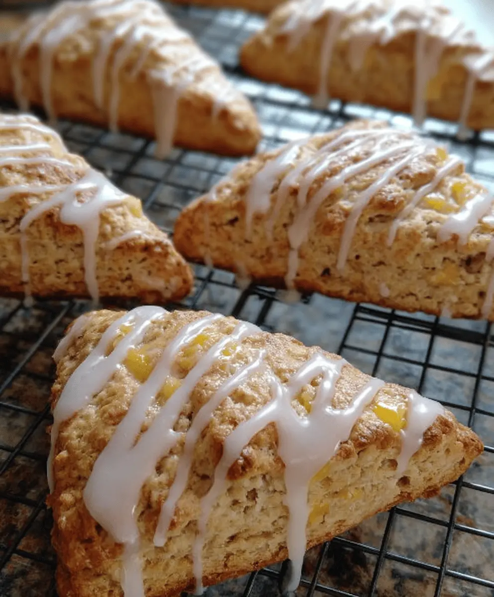 Easy Peach Pie Scones With Vanilla Glaze