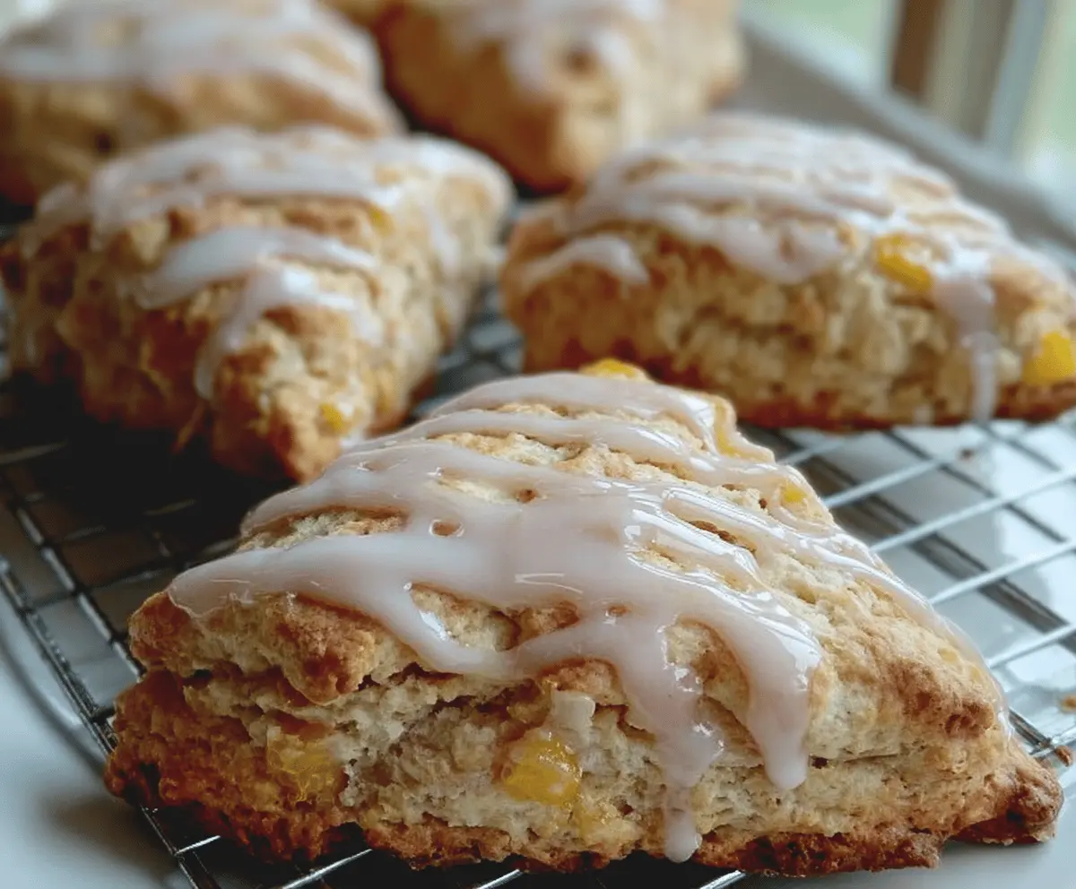 Easy Peach Pie Scones With Vanilla Glaze