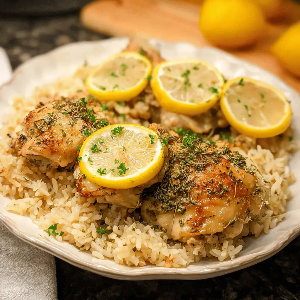 Slow Cooker Lemon Herb Chicken and Rice Recipe