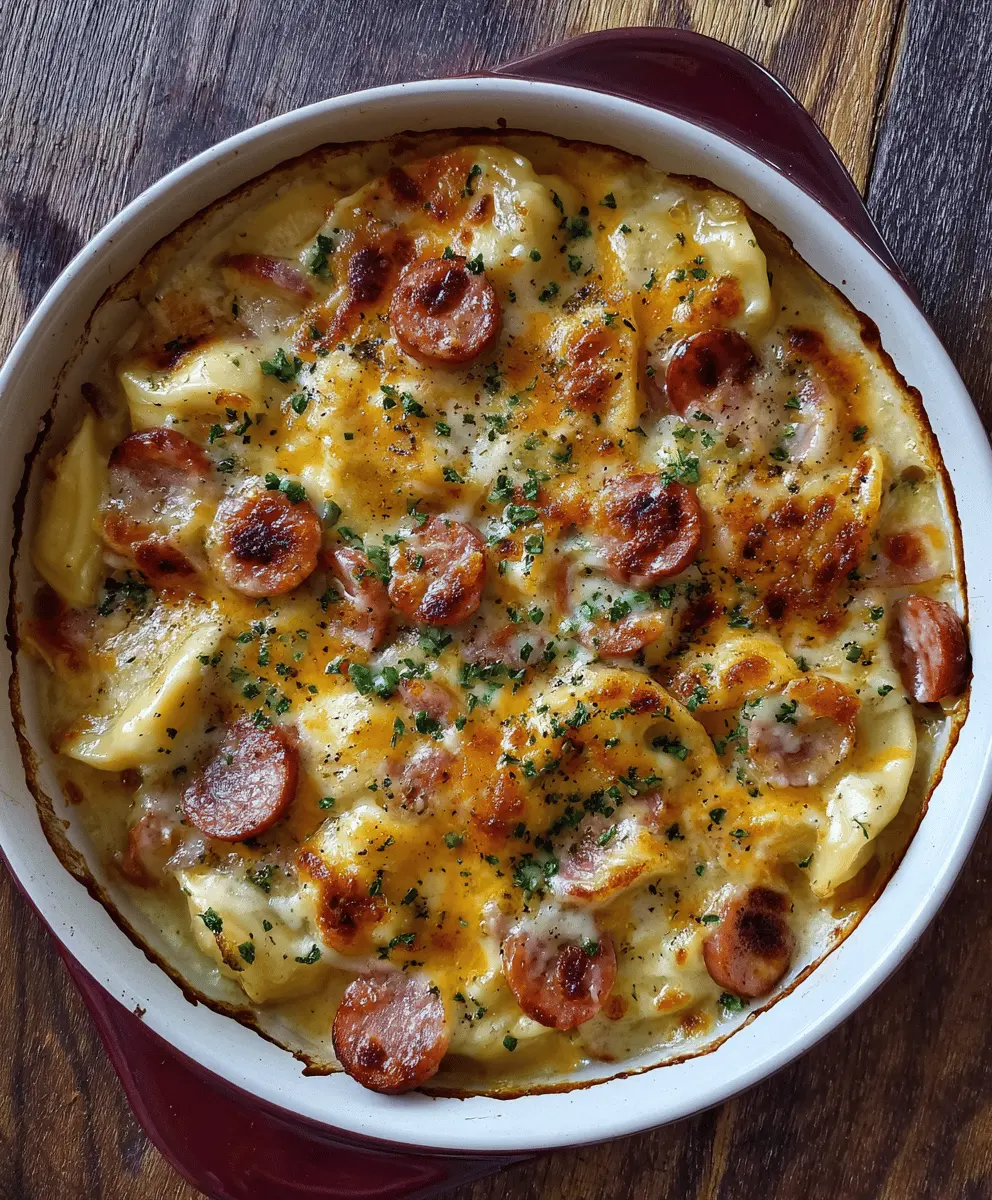 Easy Crockpot Pierogi Casserole with Kielbasa