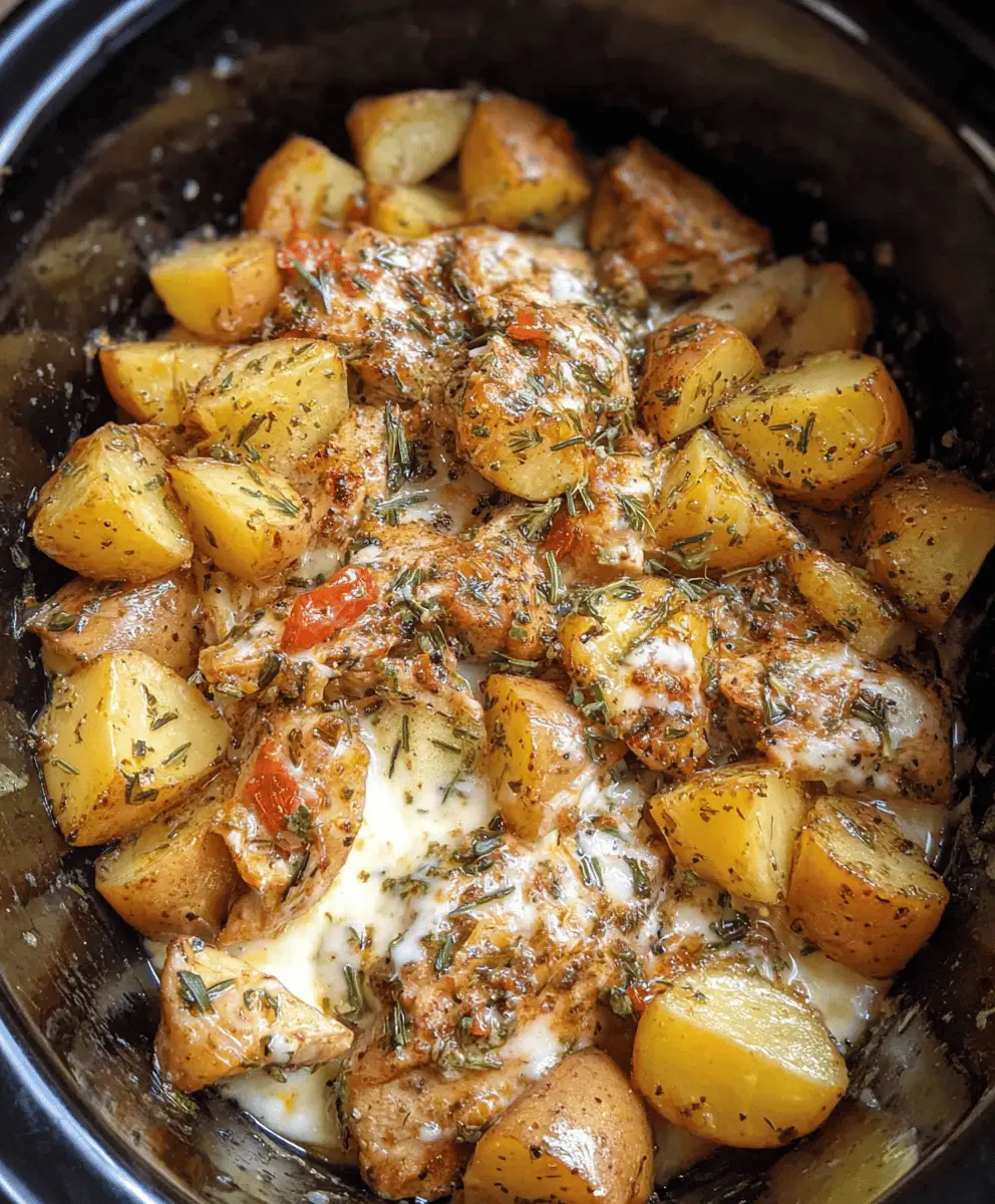 Easy Crockpot Garlic Parmesan Chicken and Potatoes