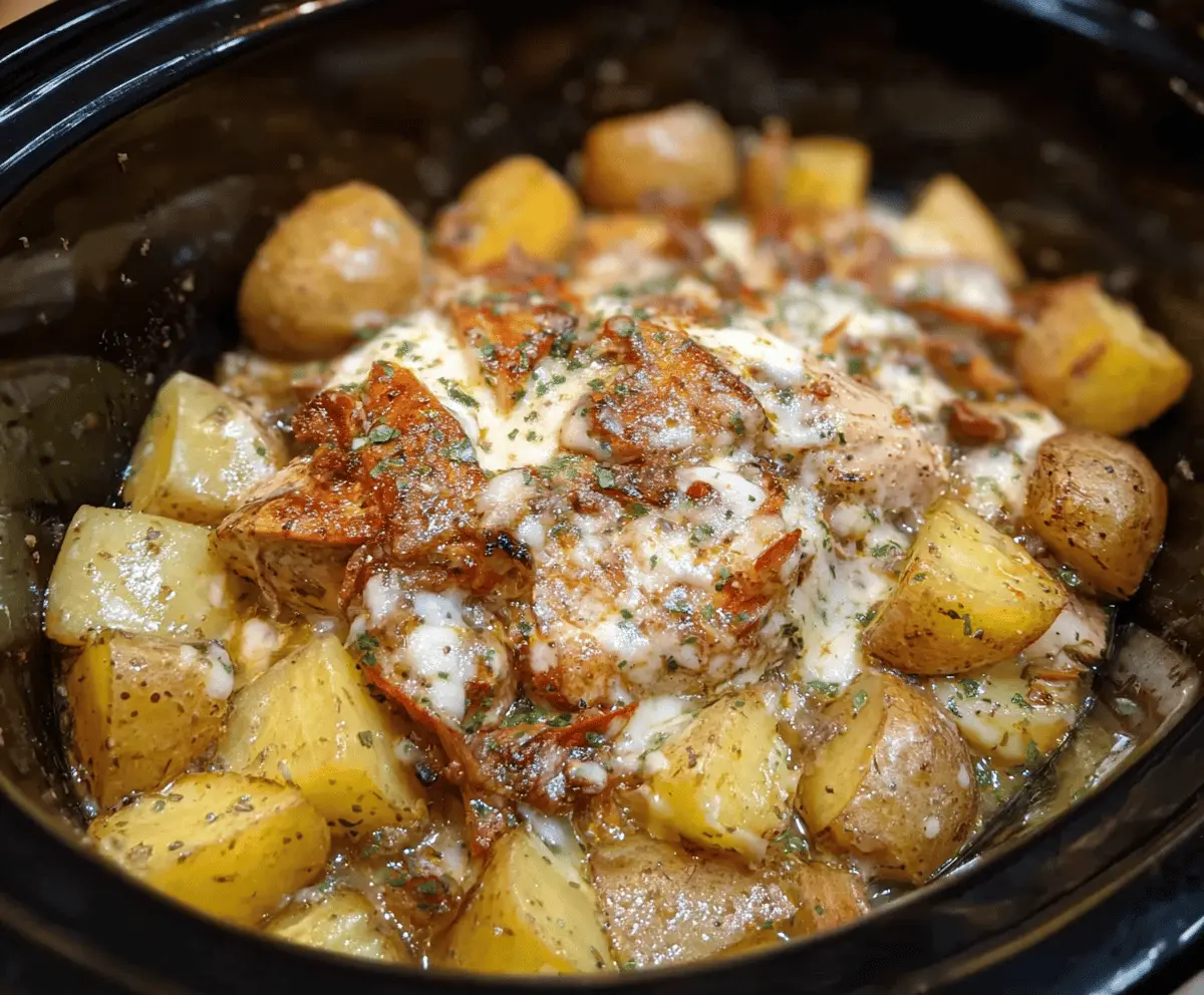 Easy Crockpot Garlic Parmesan Chicken and Potatoes